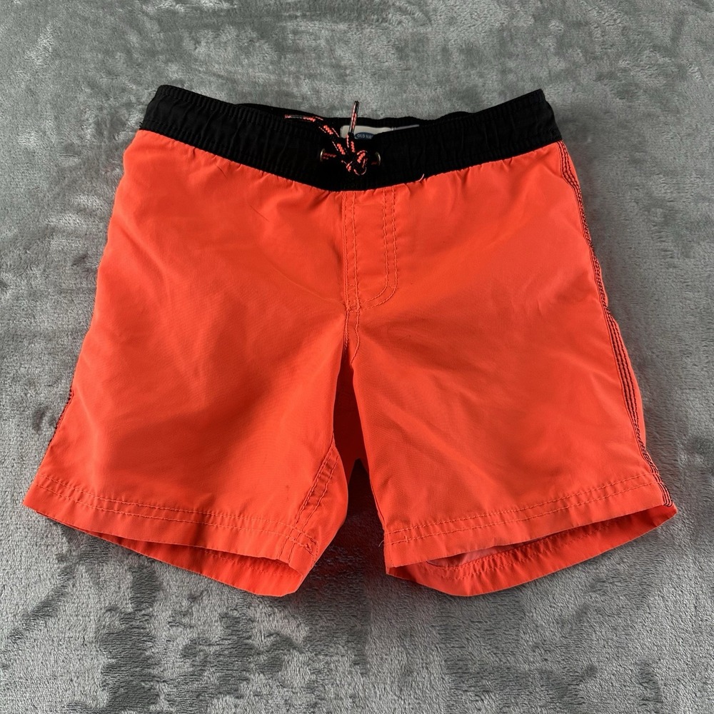 Old Navy Swim Shorts Boys S (6/7) Orange Black Trim Trunks